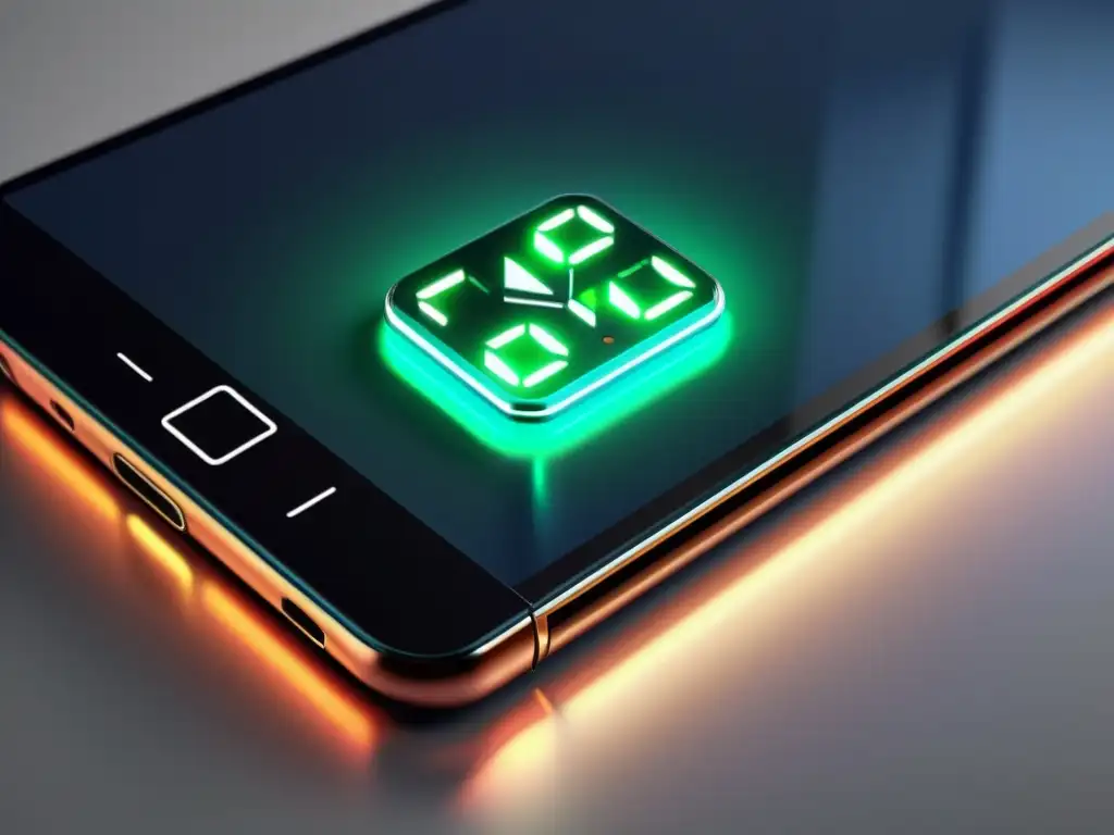 Un smartphone moderno en modo espera, resaltando su impacto visual y consumo de energía