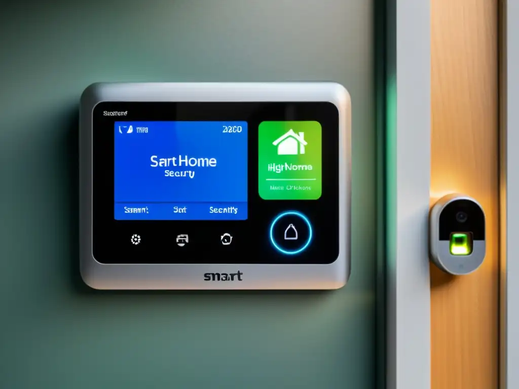 Sistema de seguridad para hogar inteligente de alta tecnología Tecnologías de conectividad para el hogar: sistema de seguridad moderno con diseño futurista, control biométrico y reconocimiento facial