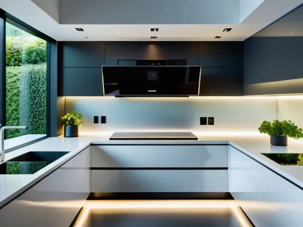 Cocina futurista con electrodomésticos de última generación Tecnologías emergentes cocinas del futuro: Cocina futurista con diseño minimalista, electrodomésticos de vanguardia y ambiente cálido