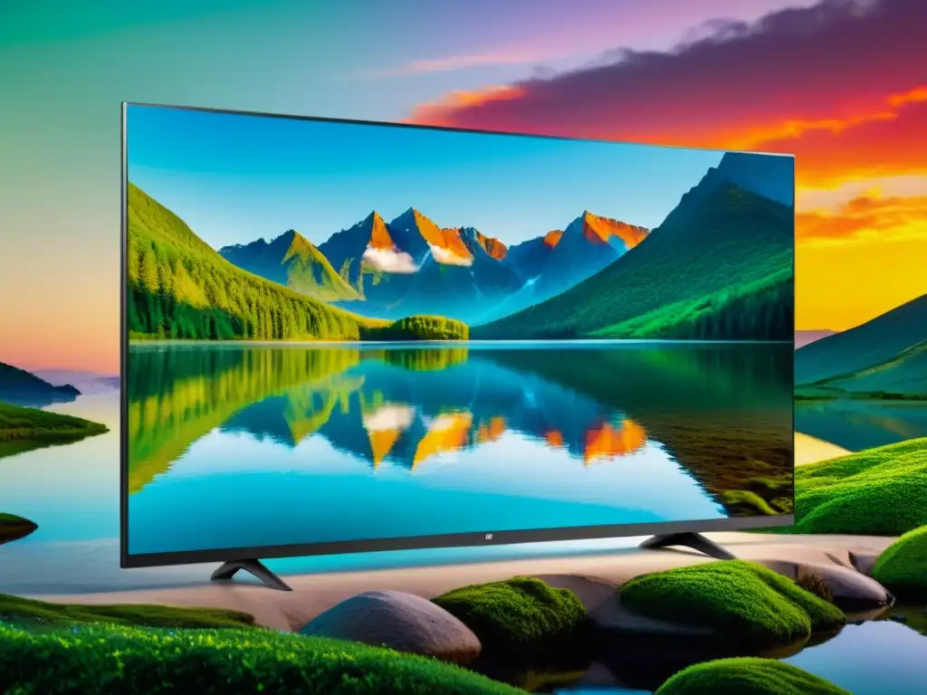 Televisor OLED LG CX análisis: Pantalla 4K con paisaje vibrante, colores ricos y detalles nítidos, brindando una experiencia visual cautivadora