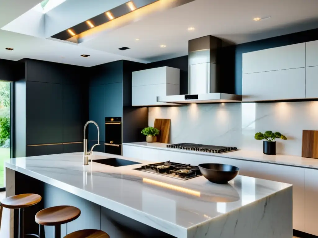 Extractor de cocina de acero inoxidable: elegancia contemporánea Ventilador de techo de acero inoxidable sobre cocina moderna con elegancia minimalista y extractor en acción