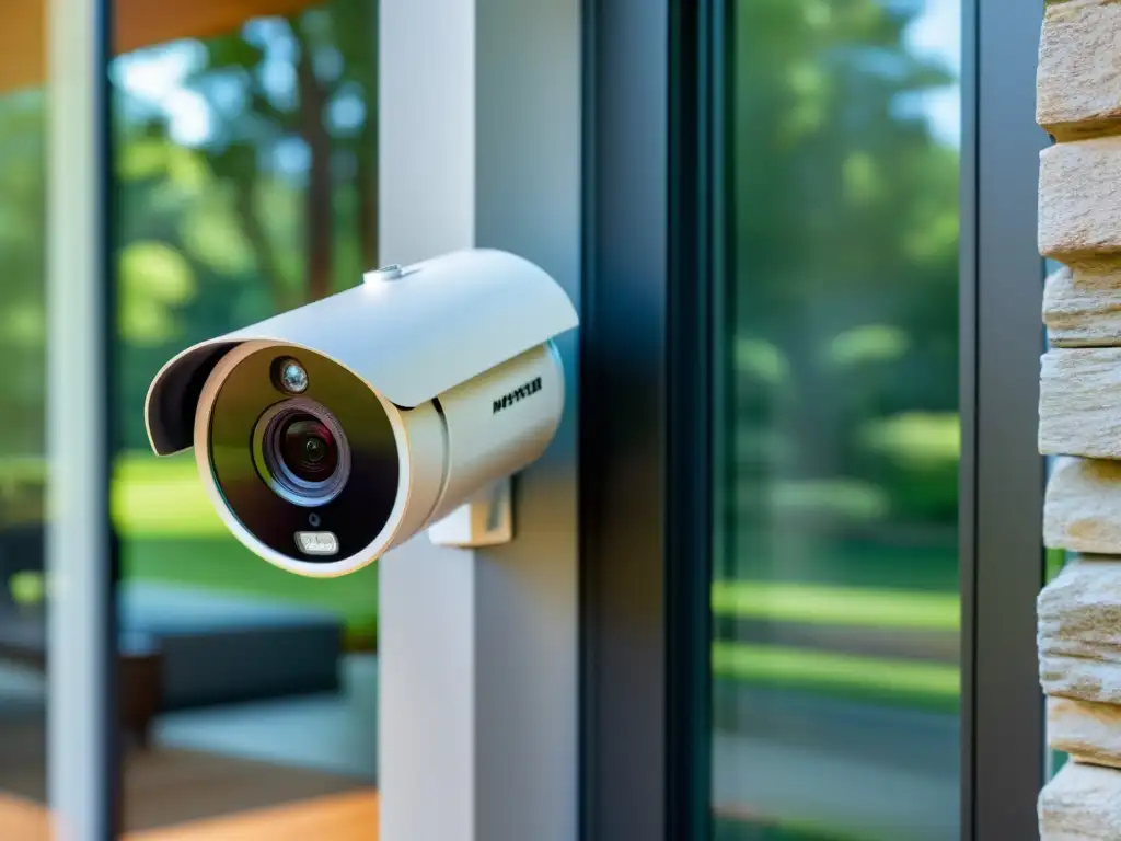 Vigilancia moderna para hogares: cámara de seguridad avanzada Vigilancia del hogar con cámara de domótica integrada en casa moderna, garantizando seguridad avanzada